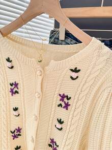 Modelyn Women's Casual Hand-Crocheted Cardigan, Autumn/Winter - Apricot - View 3