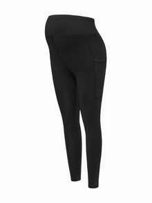 Modmama 2 Stücke Umstandsleggings mit hoher Dehnbarkeit und Taschen - Schwarz - Übersicht 9