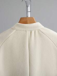 GlowEve Women's Solid Color Bow Collar Decorative Raglan Sleeve Elegant Overcoat, Autumn/Winter - Apricot - View 7