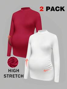 Modmama T-shirt col montant unicolore décontracté de maternité, automne/hiver