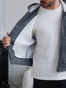 HUEFORM Men The Cropped Version Has A Texture That Matches The Plush Fabric, Which Is Warm And Cold-Resistant, And Fashionable.Zip-Up Hoodies For Men Winter Cardigan For Men Men Knitted Jacket - Grey - View 8