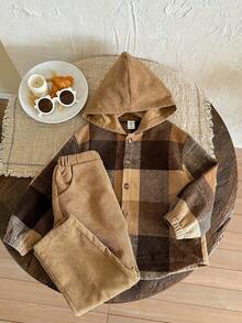 LMoss Kids 2件套男童休闲格子拼布夹克开衫和裤子套装 - 彩色 - 查看 3