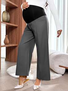 SHEIN 孕妇可调节腰围宽松休闲裤 - 深灰色 - 查看 3