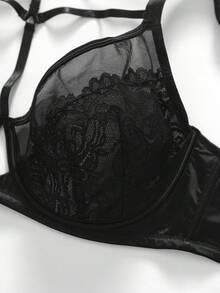 大码女士舒适时尚黑色文胸 - 黑色 - 查看 9