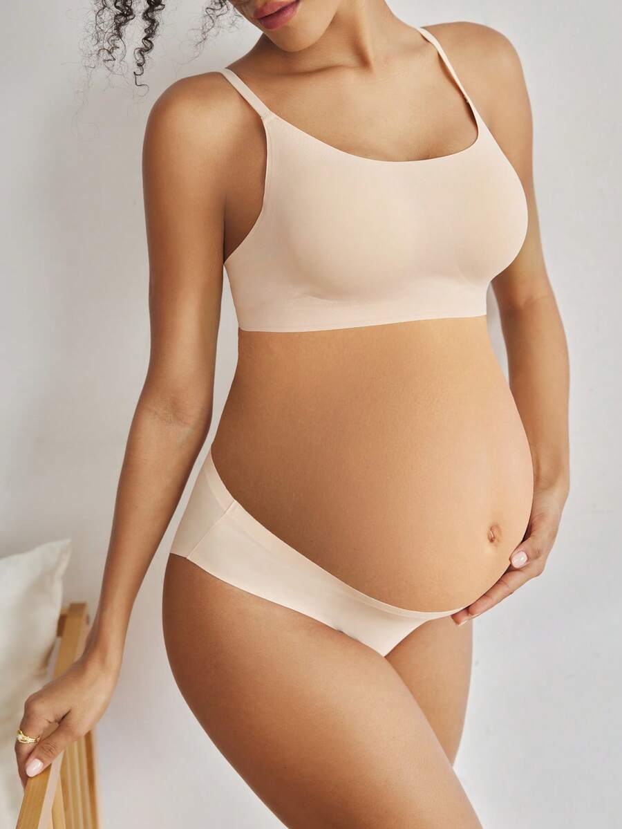 BloomMama Skin-Friendly, Comfortable, Minimalist Nursing Bra With Cups, Suitable For Pregnant Women, High Elasticity, Seamless Fit - Apricot - View 1