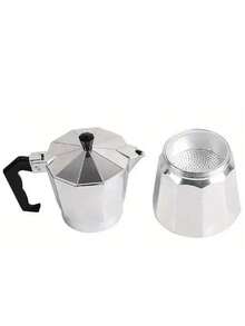 Classic Italian-American Espresso Maker - 10.14oz Aluminum Stovetop Coffee Pot, Manual Operation, Perfect For Home & Restaurant Use Back To School - Silver - View 7