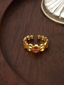 Glisma 18kWomen Open Ring,Western Jewelry,Old Money,Gemstone,Outfits,Fall/Autumn/Winter,For Mom/Women/Girl/Mother,Premium - Gold - View 1