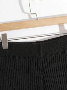 GlowEve 新款优雅套头衫，配金色纽扣，女士欧美风格百搭简约时尚针织上衣和针织裤 - 黑色 - 查看 3