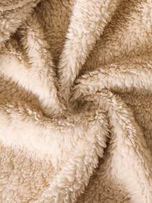 SHEIN Young Boy Casual Hooded Fleece Jacket, Suitable For Thanksgiving, Christmas, Winter - Apricot - View 8