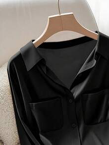 Franclia Camisa elegante y de moda de unicolor con botones para mujer