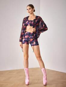 Menodora SHEIN Sport Giacca sportiva casual con chiusura lampo e stampa per donna - Viola - Visualizzare 6