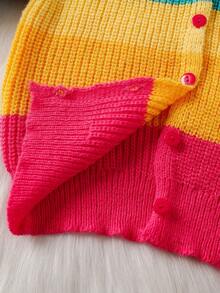 Baby Girls'Knitted Cardigan,Cute Pink Stripe Rainbow Stripes & Color-Block Sweaters,Autumn Matching Family Pride Month Soft Stylish Long-Sleeve - Multicolor - View 7