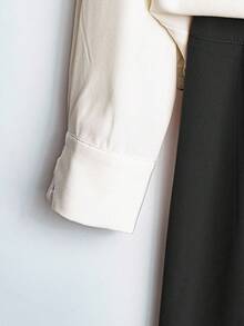 Franclia Apricot Button-Up Shirt & Pants Set For Women - Black - View 4