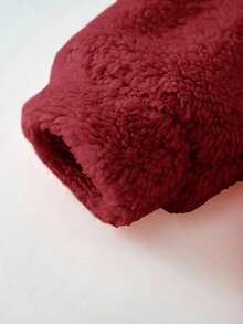 Cozy Pixies 女婴卡通熊耳套头卫衣，保暖内衬基础款，适合室内、户外滑雪、日常穿着、运动、玩耍、聚会、拍照、圣诞节、秋冬季节穿着。2-3岁幼儿冬季服装，幼儿抓绒卫衣，婴儿卫衣，婴儿熊外套。 - 酒紅色 - 查看 6