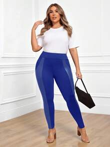 EMERY ROSE Leggings de parchwork tejido de talla grande para mujer, ropa de otoño - Azul - Ver 6