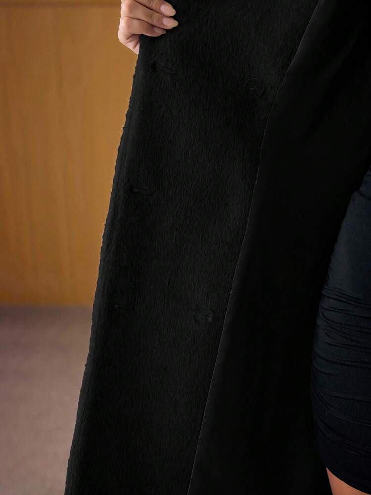 WOOL PEAK COLLAR DOUBLE BREASTED OVERCOAT