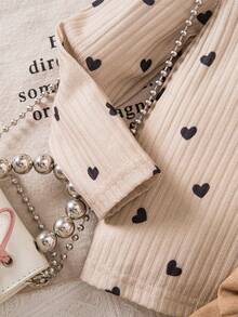 Genkimix Kids Girls Casual Sweet Ruffle Trim Long Sleeve Top + Elastic Waist Pleated Skirt With Bow, Suitable For Daily Wear, Casual Outings