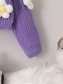 Chaqueta de punto con decoración floral casual para niña, otoño/invierno