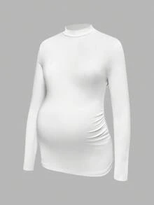 Modmama T-shirt col montant unicolore décontracté de maternité, automne/hiver