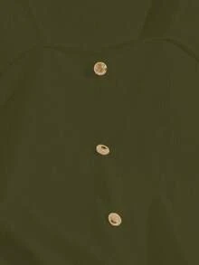 GlowEve Women's Fashion Business Metal Button Design Long Sleeve Casual T-Shirt - Army Green - View 3