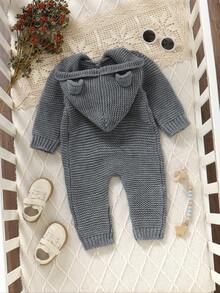 SHEIN 男婴纯色休闲可爱毛衣连体衣 男婴连体裤 婴儿连帽连体衣 婴儿针织连体衣 冬季婴儿服装 婴儿毛衣套装 婴儿连帽开衫 婴儿毛衣连体衣 婴儿针织套装 冬季婴儿服装 男婴保暖连体衣 婴儿针织套装 保暖连体衣 - 灰色 - 查看 2