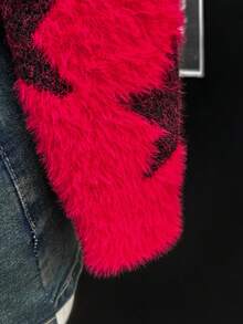 SHEIN Unity Áo len dài tay họa tiết ngôi sao năm cánh phối màu cho nữ - Đỏ - Xem 4