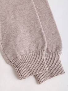 Sweetra 2 件套休闲薄款天鹅绒针织套装，性感 V 领系带 T 恤和松紧腰宽松裤 - 灰色 - 查看 3