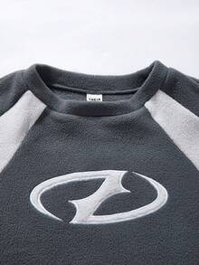 SHEIN sweat-shirt oversize blocs de couleurs pour pré-adolescents, style collégial décontracté, confortable, polyvalent et pratique, tissu doux, convient pour le port quotidien, l'école, les sorties, les activités de plein air, toutes les saisons - Multicolore - Voir 4