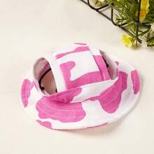 PETSIN 1 pieza Sombrero de sol minimalista y casual con estampado de vaca, sombrero de pesca para mascotas con protección para las orejas - Multicolor - Ver 19