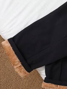 SHEIN Quần đen giá cả phải chăng cho bé trai tuổi teen, thích hợp mặc đi làm, đi học, thường ngày, du lịch, thể thao, xuân, hạ, thu, đông - màu đen - Xem 3