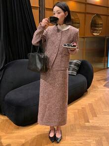 DAZY Women's Elegant Commuter Chic Jacket And Skirt 2 Pieces Set