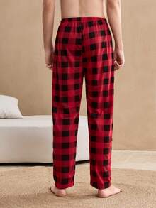 Men's Plaid Elastic Waist Lounge Pants, For Christmas, Winter