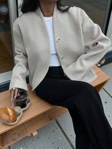 Siren Gaze Manteau court en laine ample à col montant, nouvelle arrivée pour femmes en automne/hiver