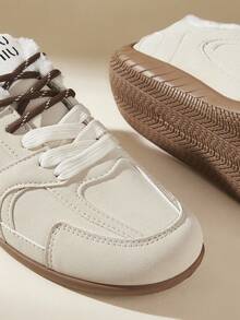 CUCCOO EASI Giày thể thao nữ đế bằng lót ấm, kiểu dáng thường ngày, đa năng cho dịp Giáng sinh. - Màu be - Xem 6