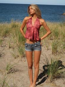 Sydney Algeri Women's Casual High Street Denim Cuffed Shorts With Pockets - Light Wash - View 6