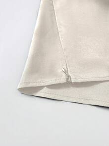 Manfinity AFTRDRK 男士纯色落肩长袖立领时尚短款衬衫，白色露脐衬衫，裸色衬衫，男友/老公礼物，周年纪念礼物，舞会西装，圣诞节 - 米色 - 查看 5