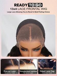 ALL READY WIG Pre Everything 13x4 Human Hair Lace Frontal Wig Fluffy Natural Loose Wave Wig With Curtain Bangs With Drawstring FB30 Balayage Highlights Effortlessly Chic Vibe Layers Frame Face Pre Cut Pre Bleached Pre Plucked Magic Ear Tab Friendly To All Head - SNATURAL/30 - View 14