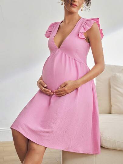 BloomMama Pregnant Women's Solid Color Casual Loose Fit Cap Sleeve Loungewear