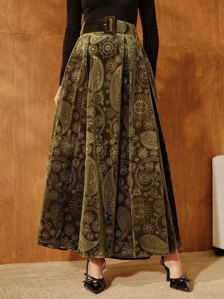 Nouvelle jupe haute taille pour soirée, automne/hiver, optimisée, jupe longue affinante Top de gamme, jupe plissée en jacquard de velours, jupe de soirée