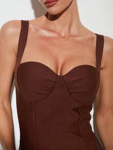 Nuvra Robe de soirée moulante à bretelles fines sans manches en tricot, pour le printemps/été