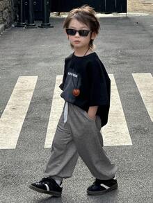 Dazy Kids 男童宽松休闲运动裤，秋季款 - 深灰色 - 查看 3