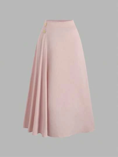 Easura 大码优雅时尚通勤垂坠金属扣装饰裙