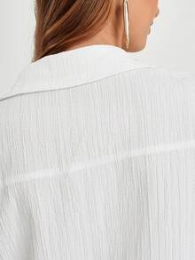 CAJUNI Damen Einfarbiges Kleid mit Umlegekragen und Fledermausärmeln, lässiger Überwurf