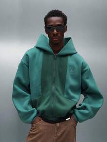 PLAYBOY X SUMWON sweat-shirt à capuche zippé court avec cordon de serrage et poche centrale pour un style casual de rue - Vert - Voir 2