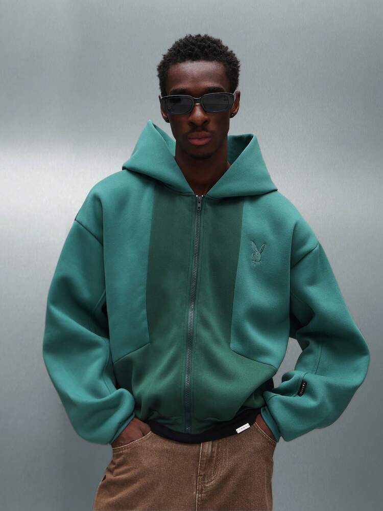 PLAYBOY X SUMWON Cropped Zip-Up Hoodie With Drawstring