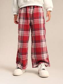 SUMWON 男童格子印花连帽衫和阔腿运动裤套装，适合儿童休闲冬季穿着 - 彩色 - 查看 4