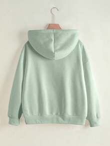 INAWLY 女士连帽拉链卫衣，字母印花图案，休闲外套，适合教师、返校、毕业、日常穿着、冬季外套，时尚百搭，绿色 - 綠色 - 查看 2