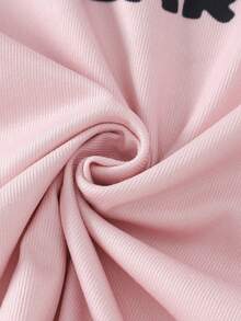 女童休闲长袖上衣和裤子睡衣套装，简约时尚 - 彩色 - 查看 4