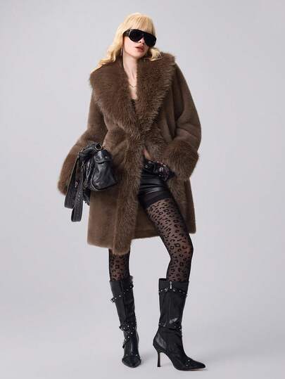 Women's Retro Faux Fur Coat, Fashionable For Autumn/Winter