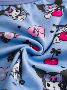 HELLO KITTY AND FRIENDS | SHEIN 年轻女孩夏季撞色装饰卡通图案修身吊带背心 - 紫色 - 查看 6